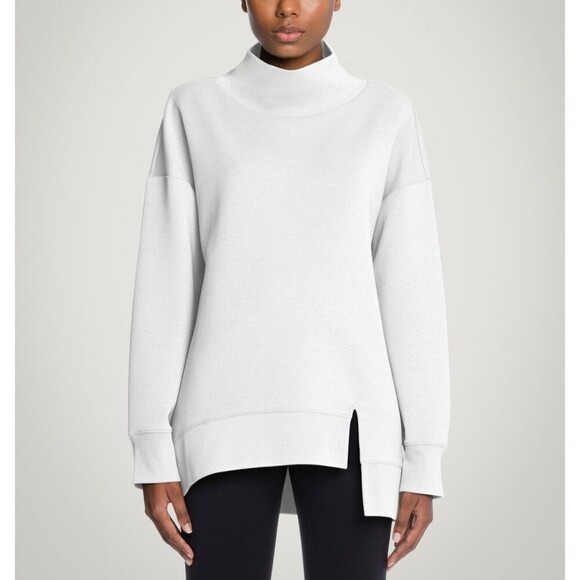 Wolford Sweatshirt Womens Medium White Oversized Mock Neck Asymmetrical Pullover - Picture 2 of 8